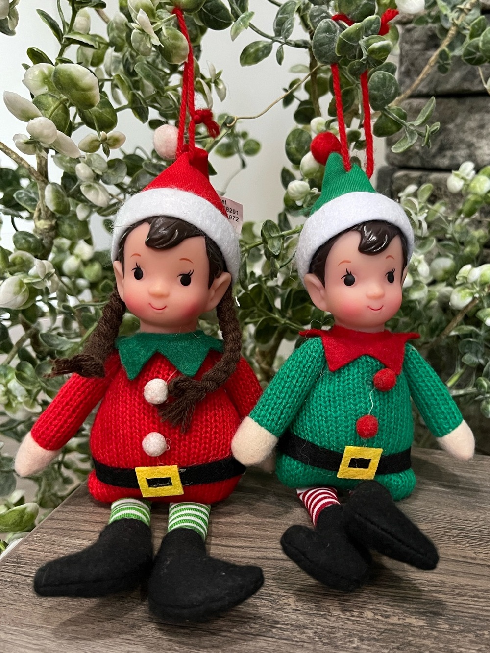Holiday Elf Plush Dolls-Ornament -Retired Set of 2 Elf’s in New Condition